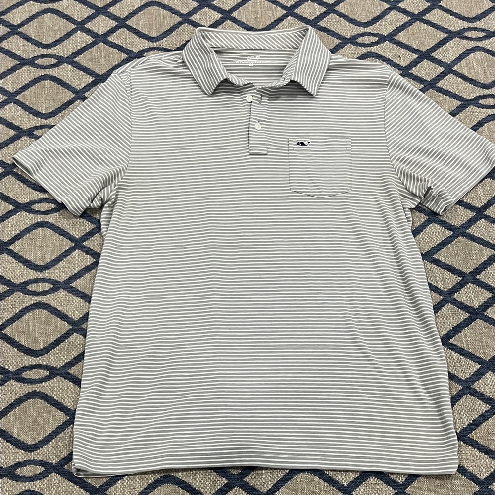 Vineyard Vines Gray Striped Polo Shirt